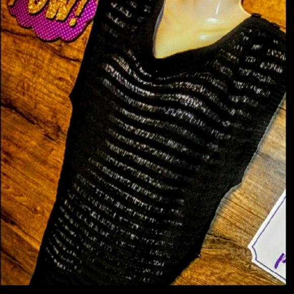 Bebe Black Knit Top Ribbed Dolman Size Medium NWT - Picture 6 of 10